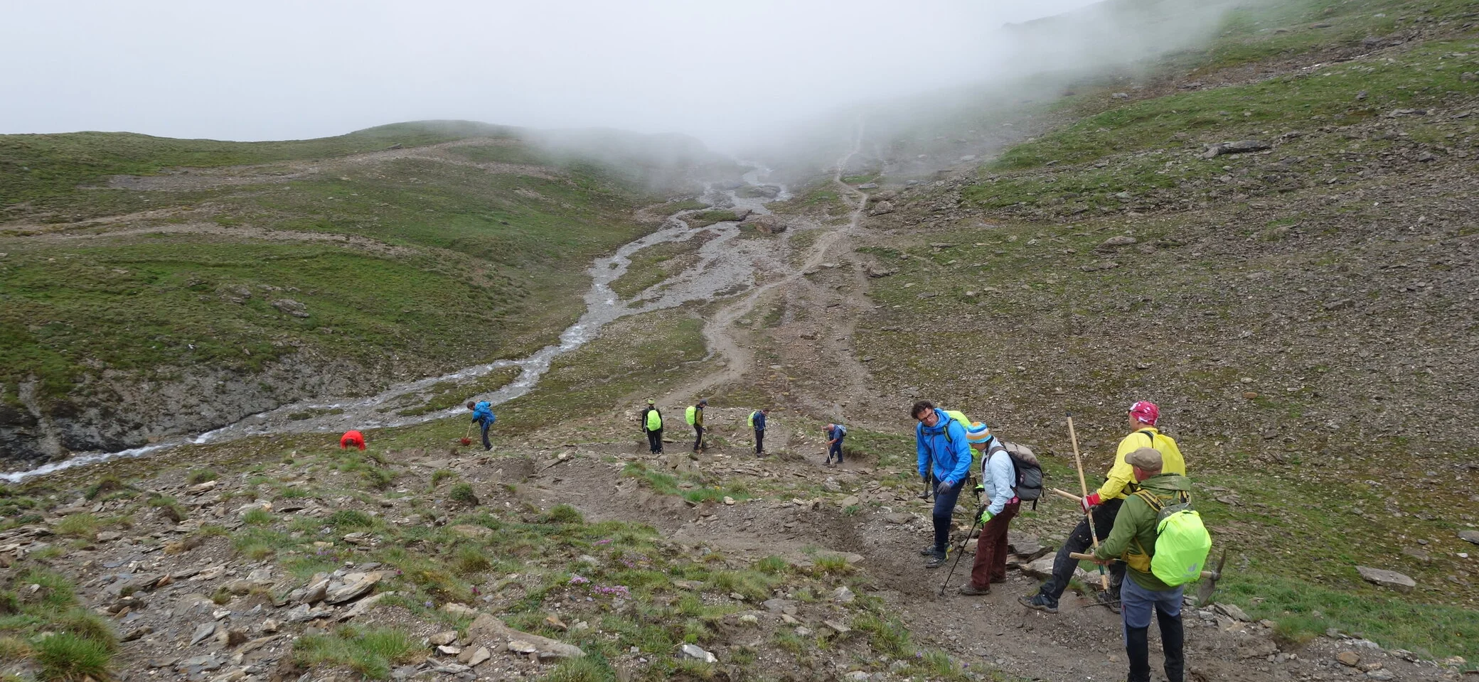 Wegearbeiten am Fimberpass | © DAV Heidelberg/Marc Derungs