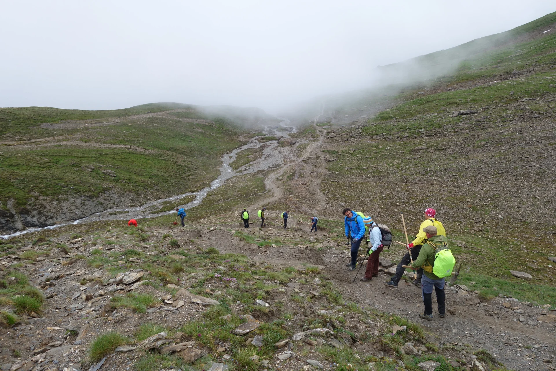 Wegearbeiten am Fimberpass | © DAV Heidelberg/Marc Derungs