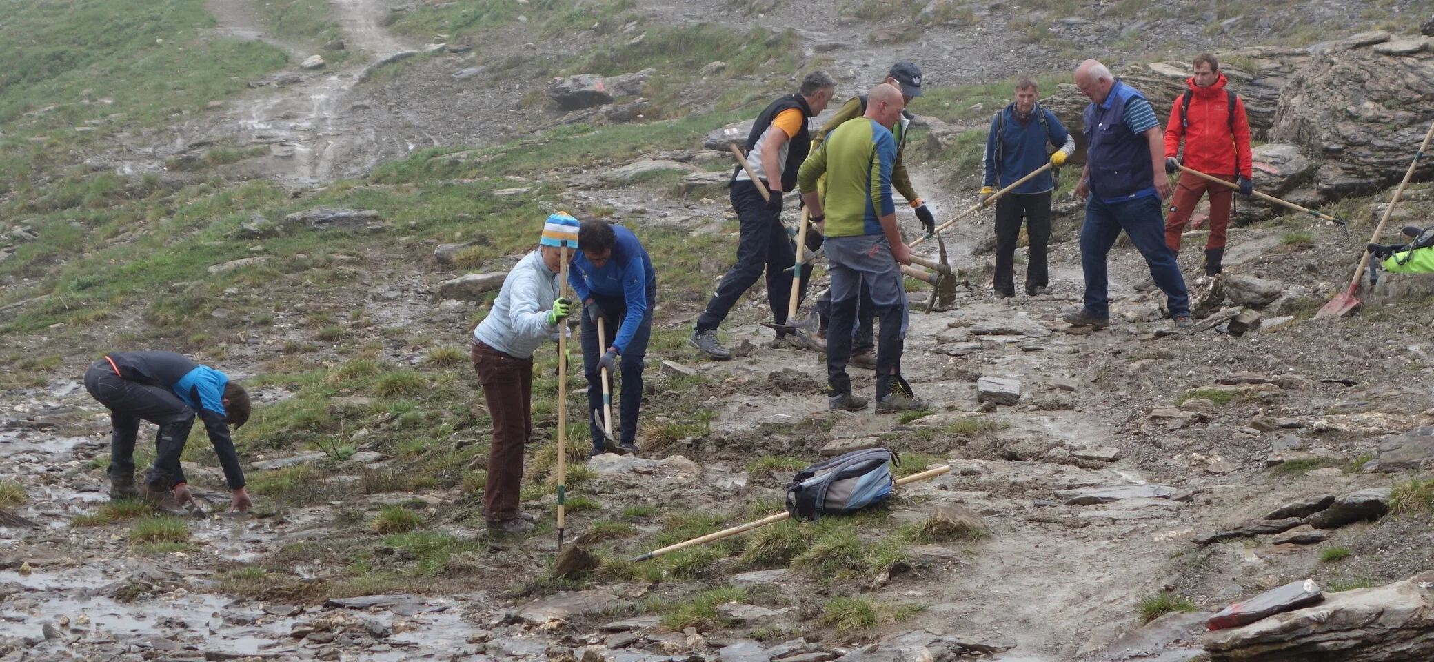 Wegearbeiten am Fimberpass | © DAV Heidelberg/Marc Derungs