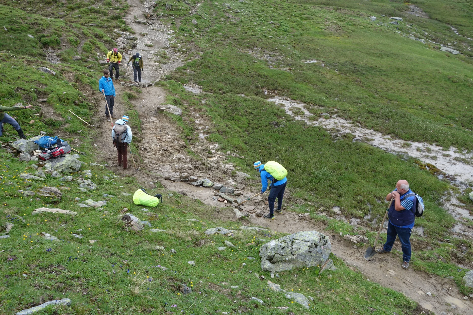 Wegearbeiten am Fimberpasse | © DAV Heidelberg/Marc Derungs