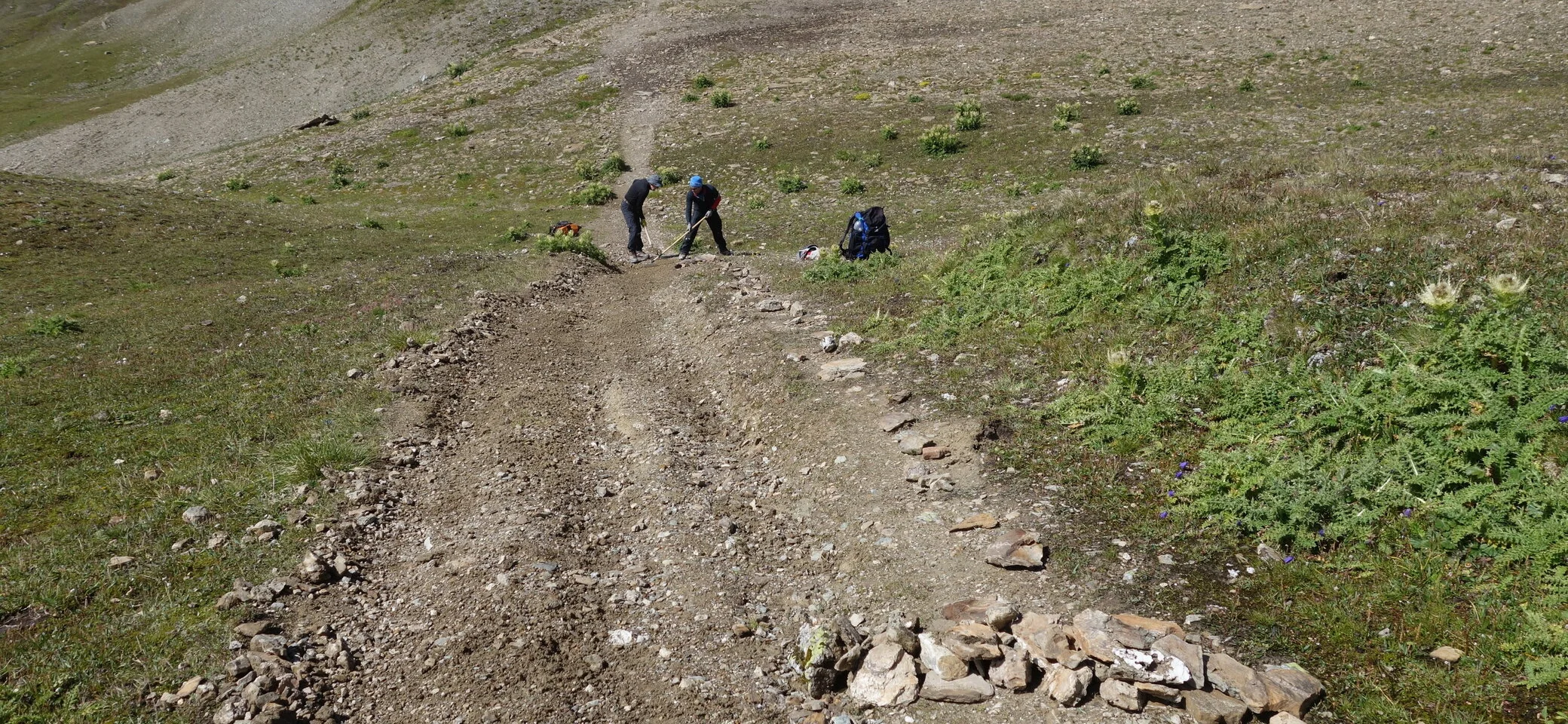 Wegearbeiten an Fuorcla Val Gronda | © DAV Heidelberg/Marc Derungs