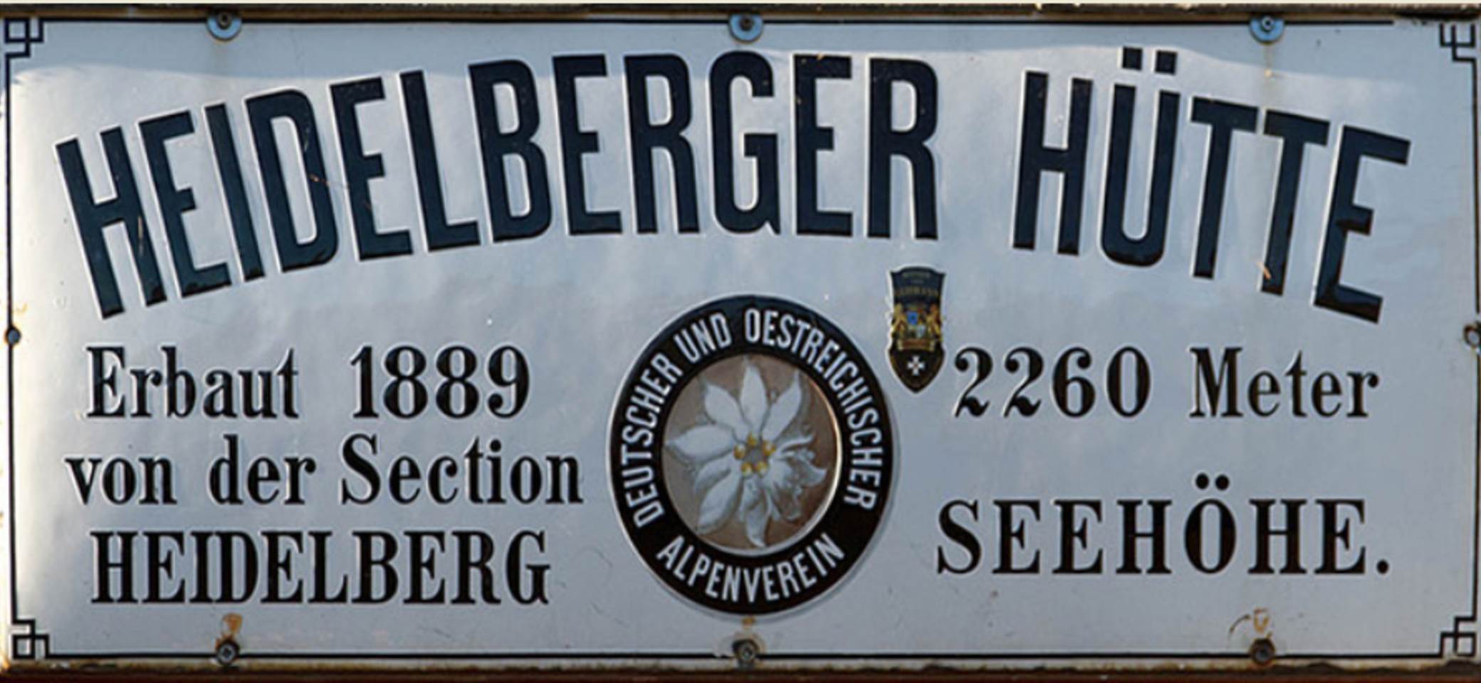 Hüttentafel Heidelberger Hütte | © DAV